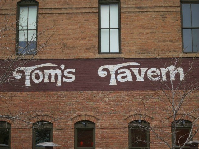 historic Boulder, Tom's Tavern on side of building