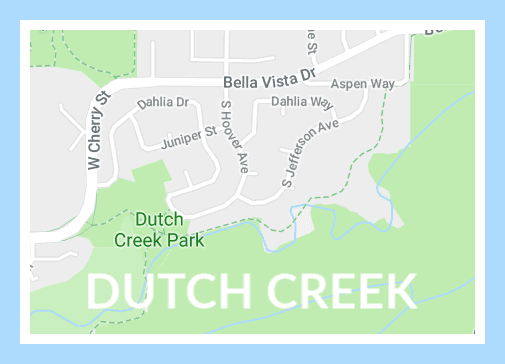 dutch creek subdivision map with blue frame